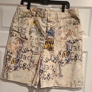 Jordan Cream Graphic Jean Shorts